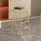 Gold Butterfly Round Velvet Upholstered Tall Bar Stool Image - 10