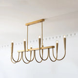 Gold Candle and Arched Arm Island Chandelier Light Image - 1