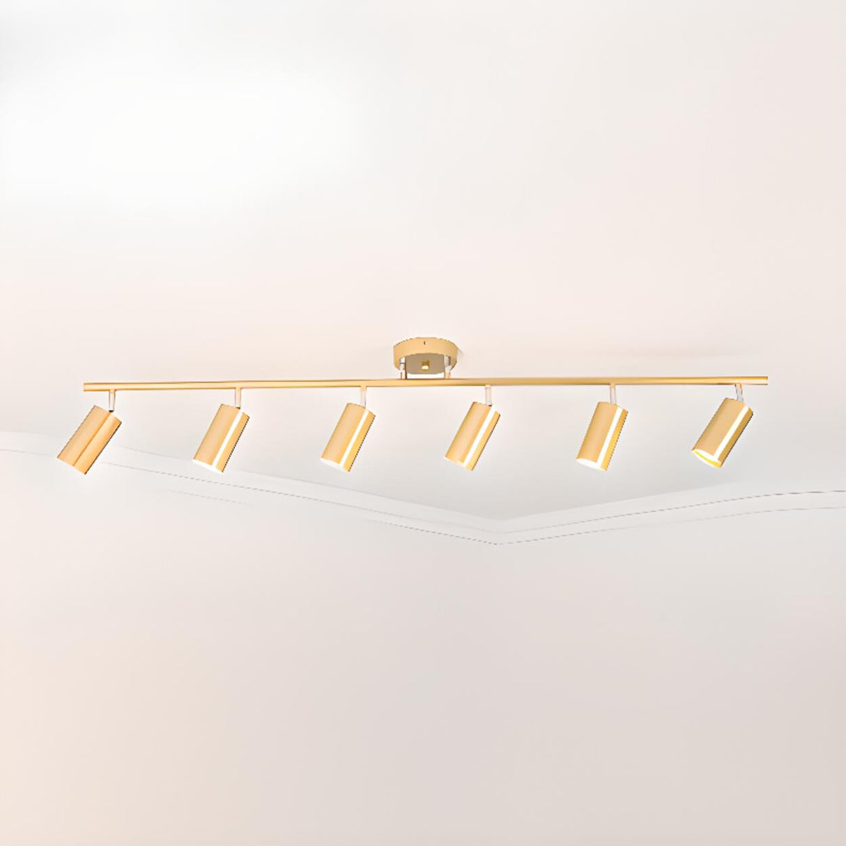 Gold Cylinder Semi-Flush Mount Light Four Barrel Heads Image - 12
