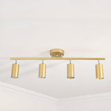 Gold Cylinder Semi-Flush Mount Light Four Barrel Heads Image - 13