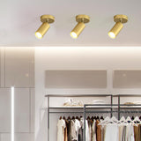 Gold Cylinder Semi-Flush Mount Light Four Barrel Heads Image - 4