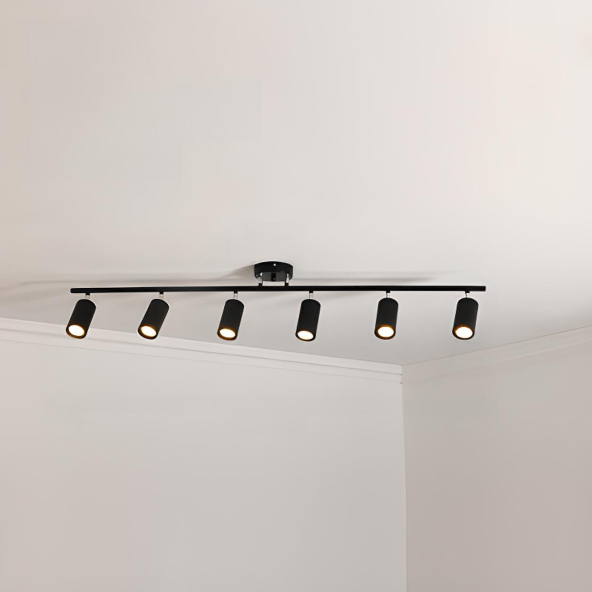 Gold Cylinder Semi-Flush Mount Light Four Barrel Heads Image - 5