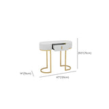 Gold Double Pedestal Oval Grey Storage Console Table Image - 9