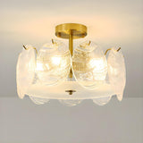 Gold Drum Clear Glass Semi-Flush Mount Ceiling Light Image - 12