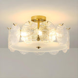 Gold Drum Clear Glass Semi-Flush Mount Ceiling Light Image - 13