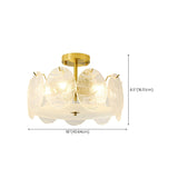 Gold Drum Clear Glass Semi-Flush Mount Ceiling Light #size