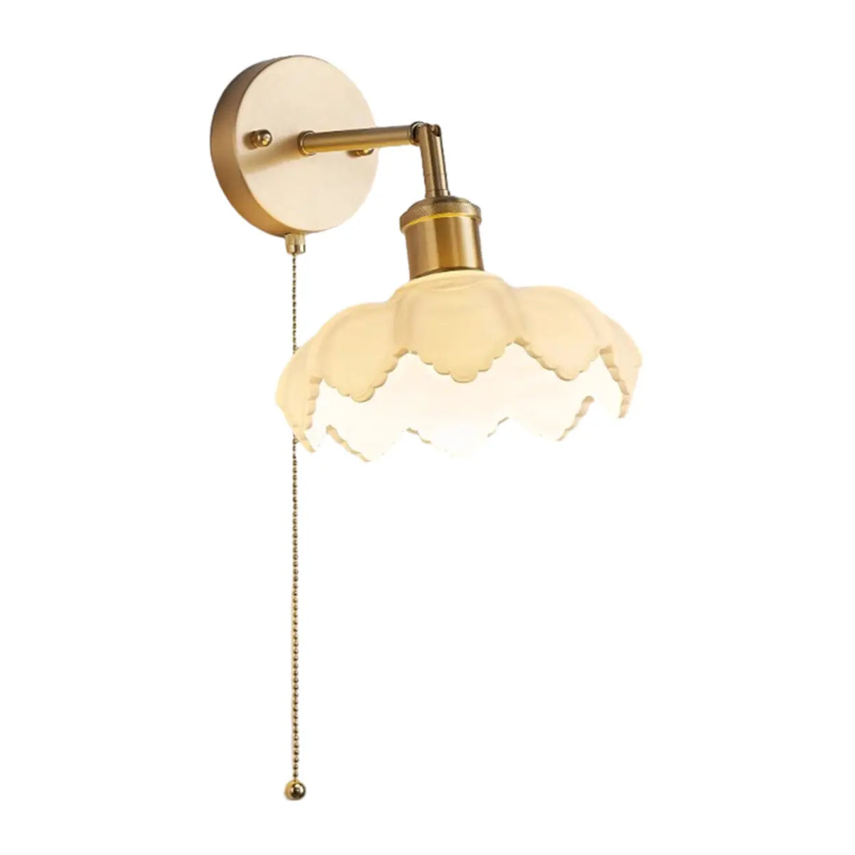 Gold Flower Bedside Wall Sconce with Pull Chain Image - 5