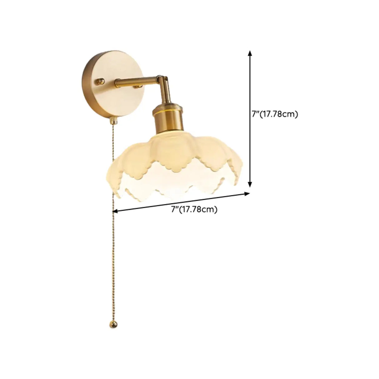 Gold Flower Bedside Wall Sconce with Pull Chain 