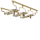 Gold Geometric Metal 36 Inch Wine Glass Holder Rack Image - 2