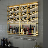 Gold Geometric Metal Large Floating Wall Wine Rack Image - 4
