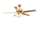 Gold Glass Floral Shade 5 Blade Ceiling Fan Light Image - 10