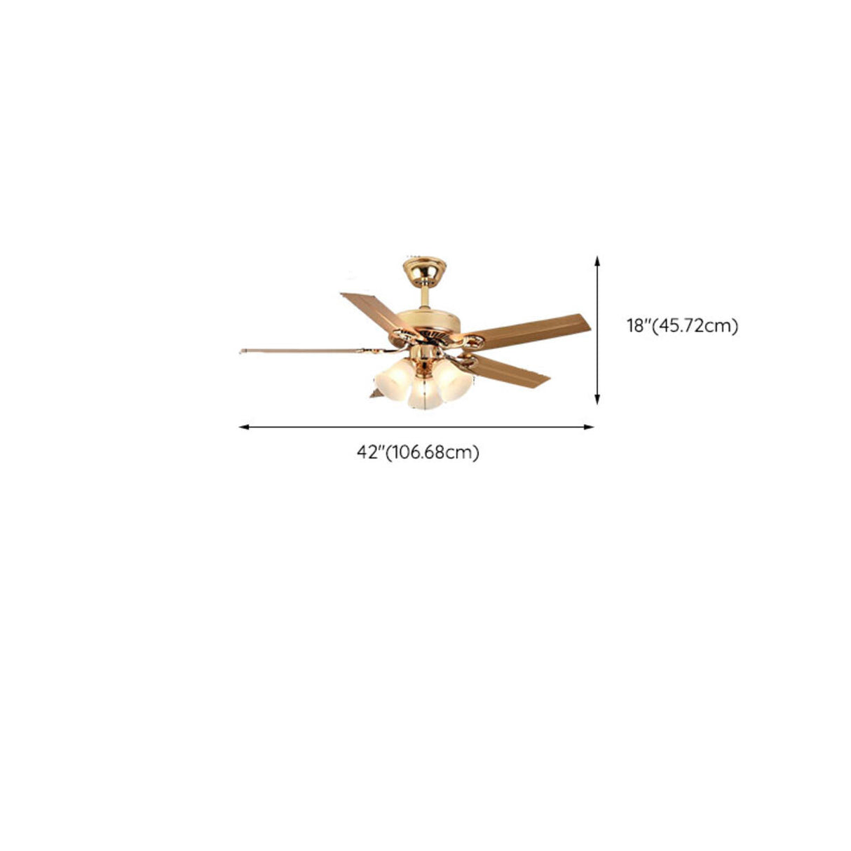 Gold Glass Floral Shade 5 Blade Ceiling Fan Light 