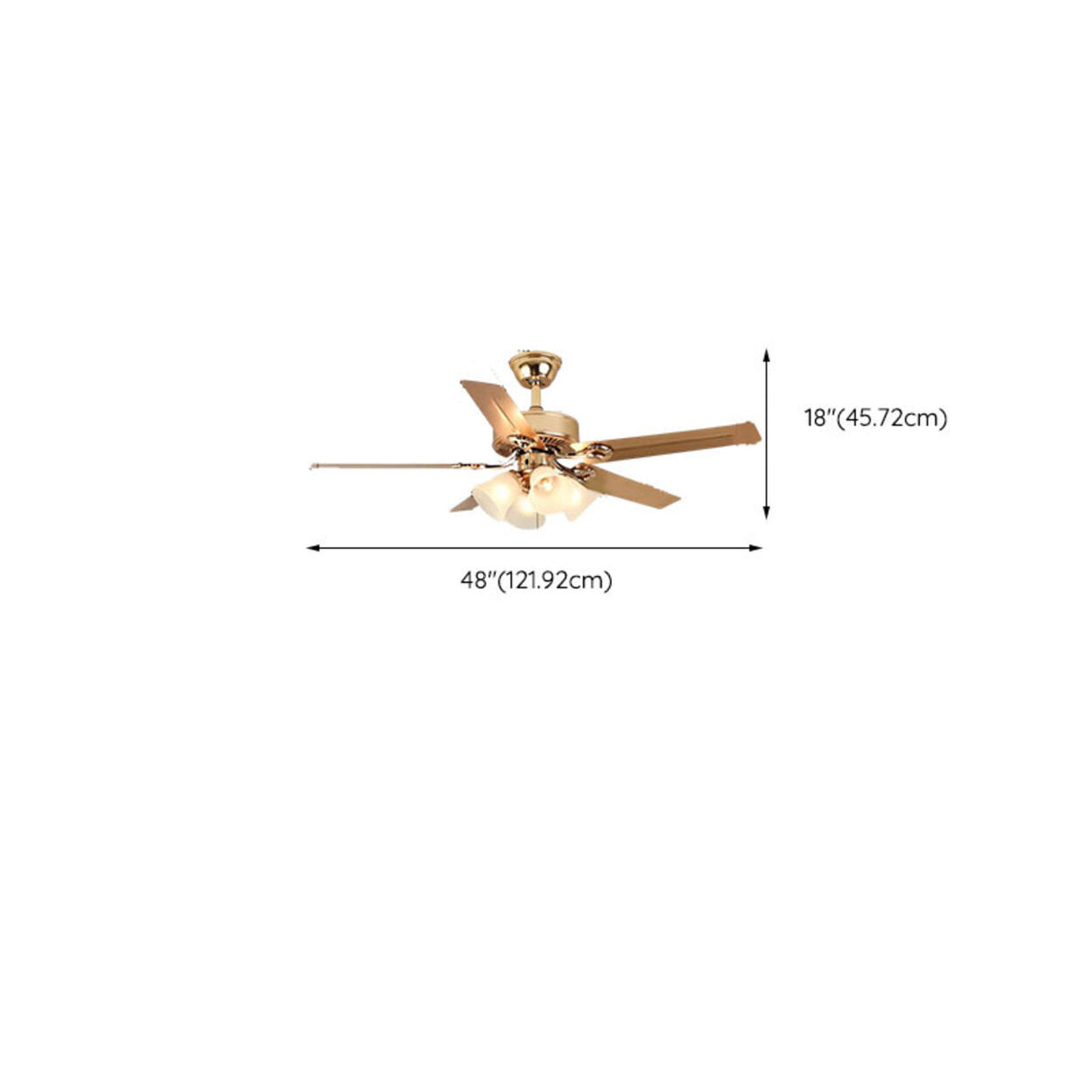 Gold Glass Floral Shade 5 Blade Ceiling Fan Light Image - 17
