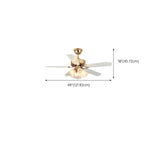 Gold Glass Floral Shade 5 Blade Ceiling Fan Light Image - 18
