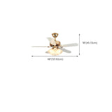 Gold Glass Floral Shade 5 Blade Ceiling Fan Light Image - 22