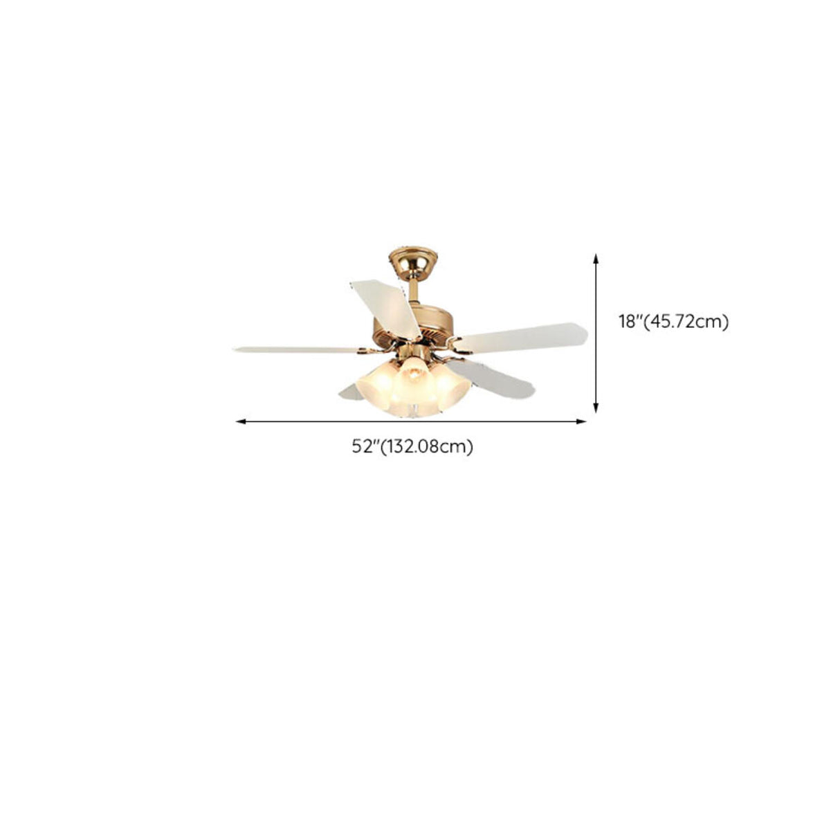 Gold Glass Floral Shade 5 Blade Ceiling Fan Light Image - 24