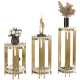 Gold Indoor Elegance Round Metal Plant Stand Table Image - 10