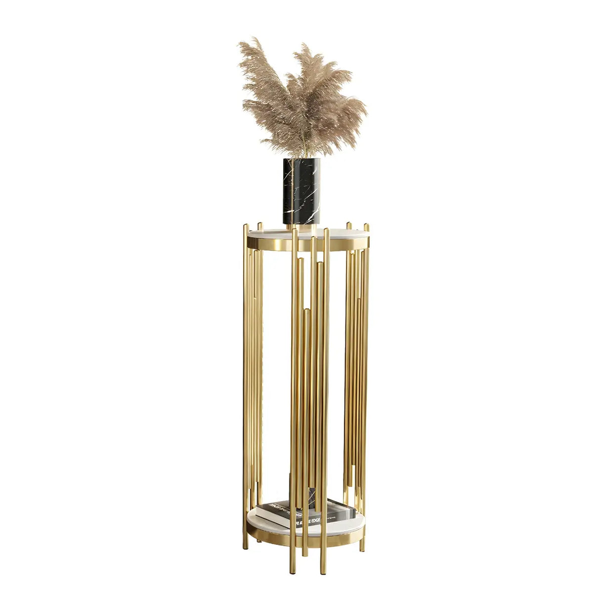 Gold Indoor Elegance Round Metal Plant Stand Table Image - 11