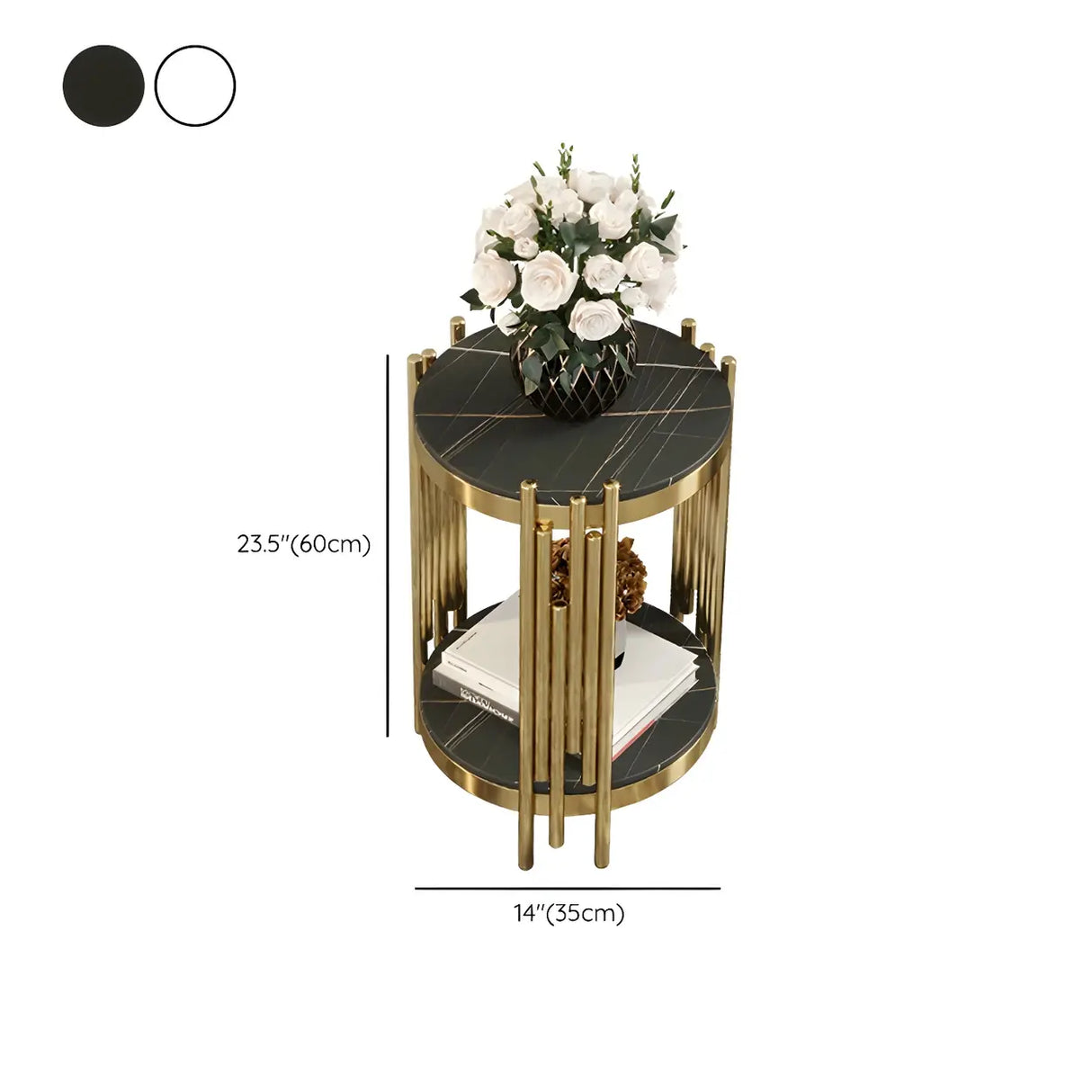 Gold Indoor Elegance Round Metal Plant Stand Table 