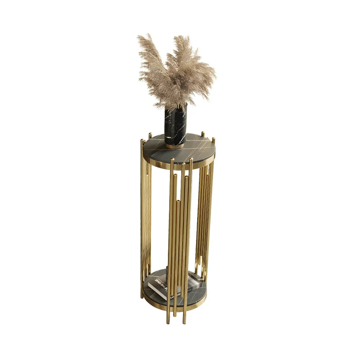 Gold Indoor Elegance Round Metal Plant Stand Table Image - 5