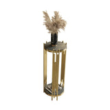 Gold Indoor Elegance Round Metal Plant Stand Table Image - 5