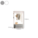 Gold Metal Frame Hooks Hall Stand with Grey Drawers Image - 20