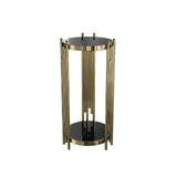 Gold Metal Legs Round Marble Top Shelves Plant Stand Image - 5