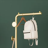 Gold Metal Marble Base Freestanding Coat Rack with Hooks Image - 11