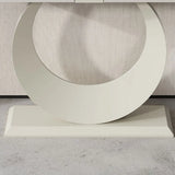 Gold Metal Ring Base Marble Top Storage Console Table Image - 12