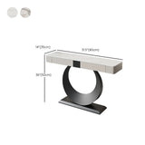 Gold Metal Ring Base Marble Top Storage Console Table Image - 22