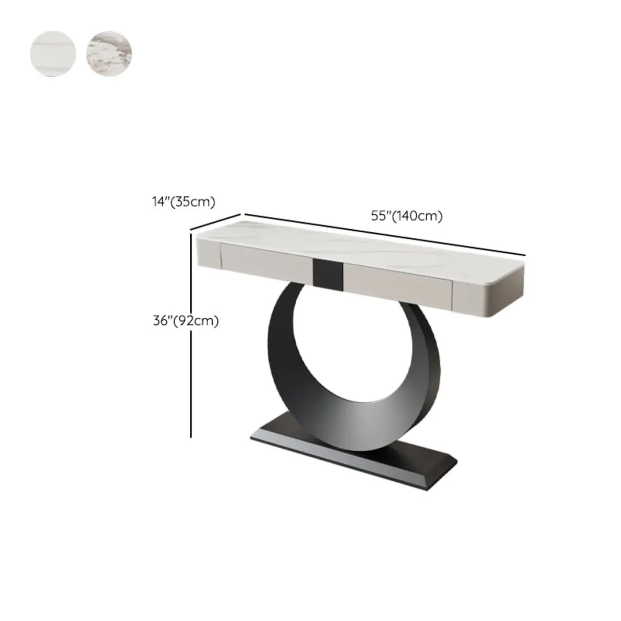 Gold Metal Ring Base Marble Top Storage Console Table Image - 25
