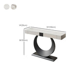Gold Metal Ring Base Marble Top Storage Console Table Image - 25
