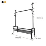 Gold Metal Rolling Freestanding Coat Rack with Shelves Image - 11