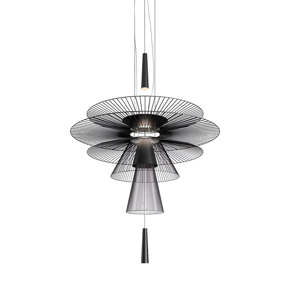 Gold Metal Tiered 2-Light Geometric Foyer Chandelier Image - 10