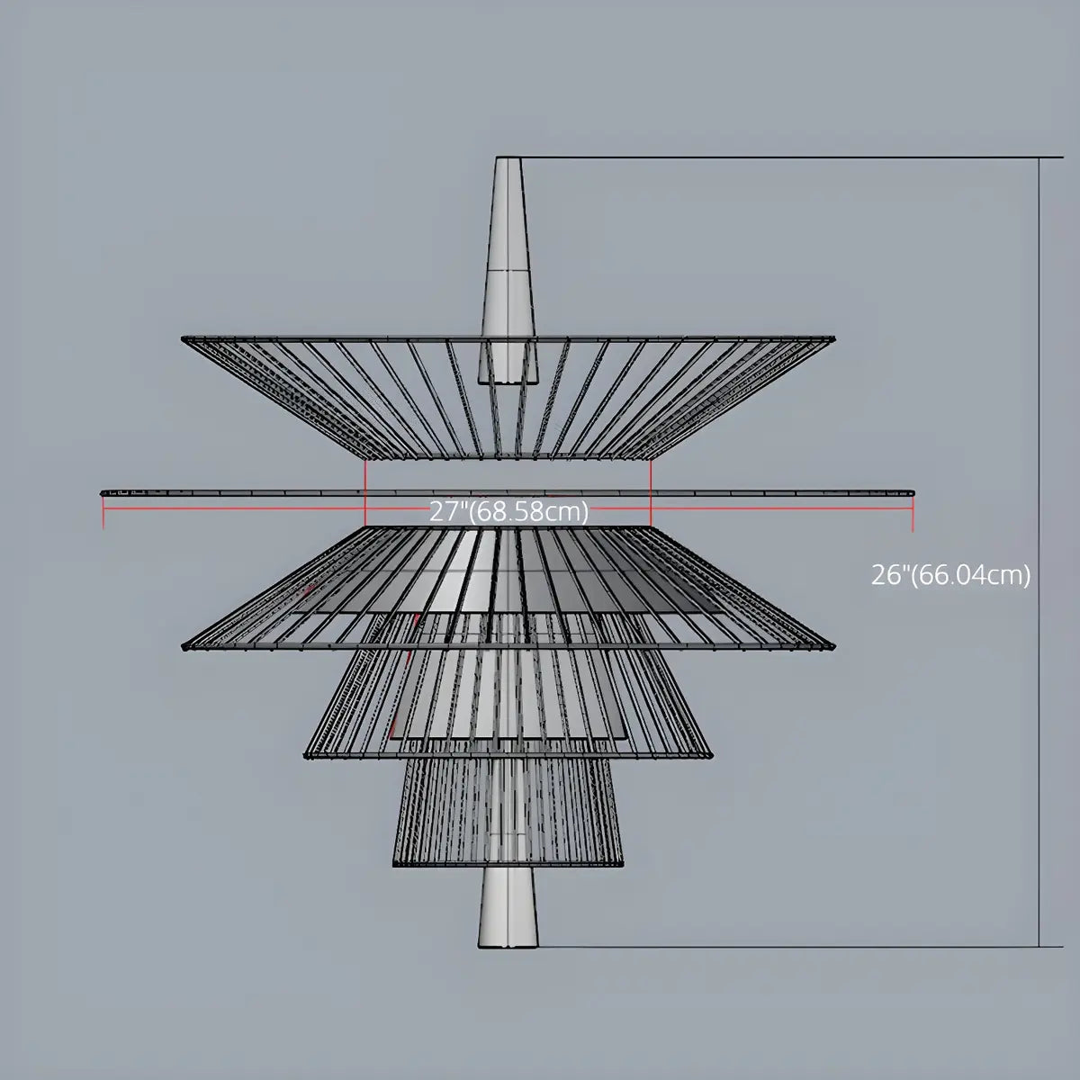 Gold Metal Tiered 2-Light Geometric Foyer Chandelier Image - 15