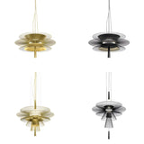 Gold Metal Tiered 2-Light Geometric Foyer Chandelier Image - 4