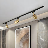 Gold Postmodern Tube Metal 3-Spot LED Track Lights Image - 4