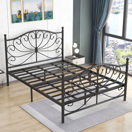 Gold Queen Arched Metal Headboard Decorative Slat Bed Image - 2