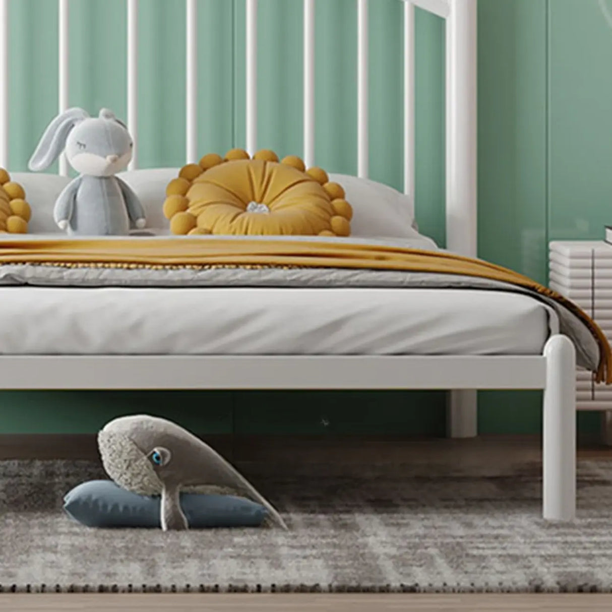 Gold Queen Arched Stainless Steel Headboard Panel Bed Image - 14