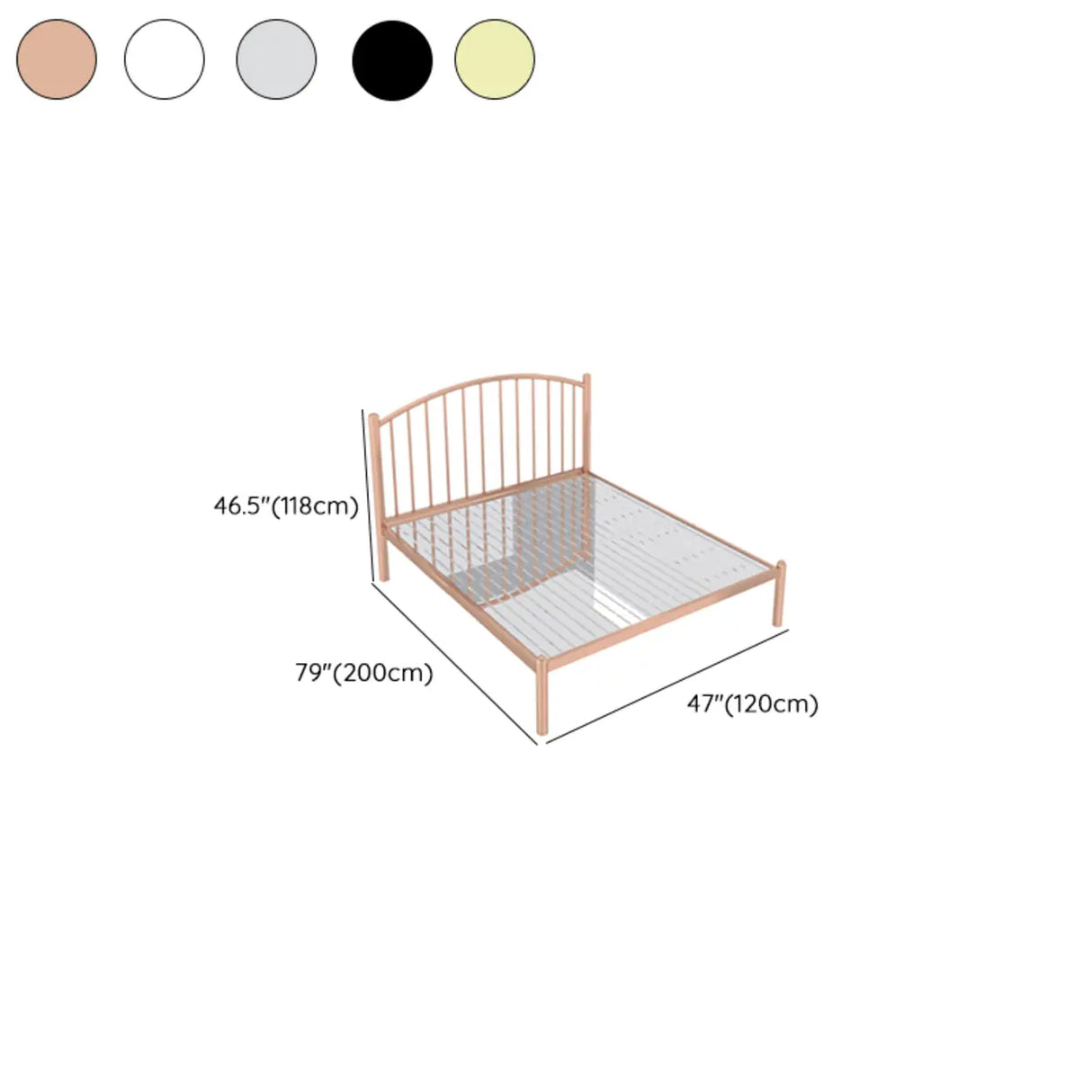 Gold Queen Arched Stainless Steel Headboard Panel Bed Image - 20