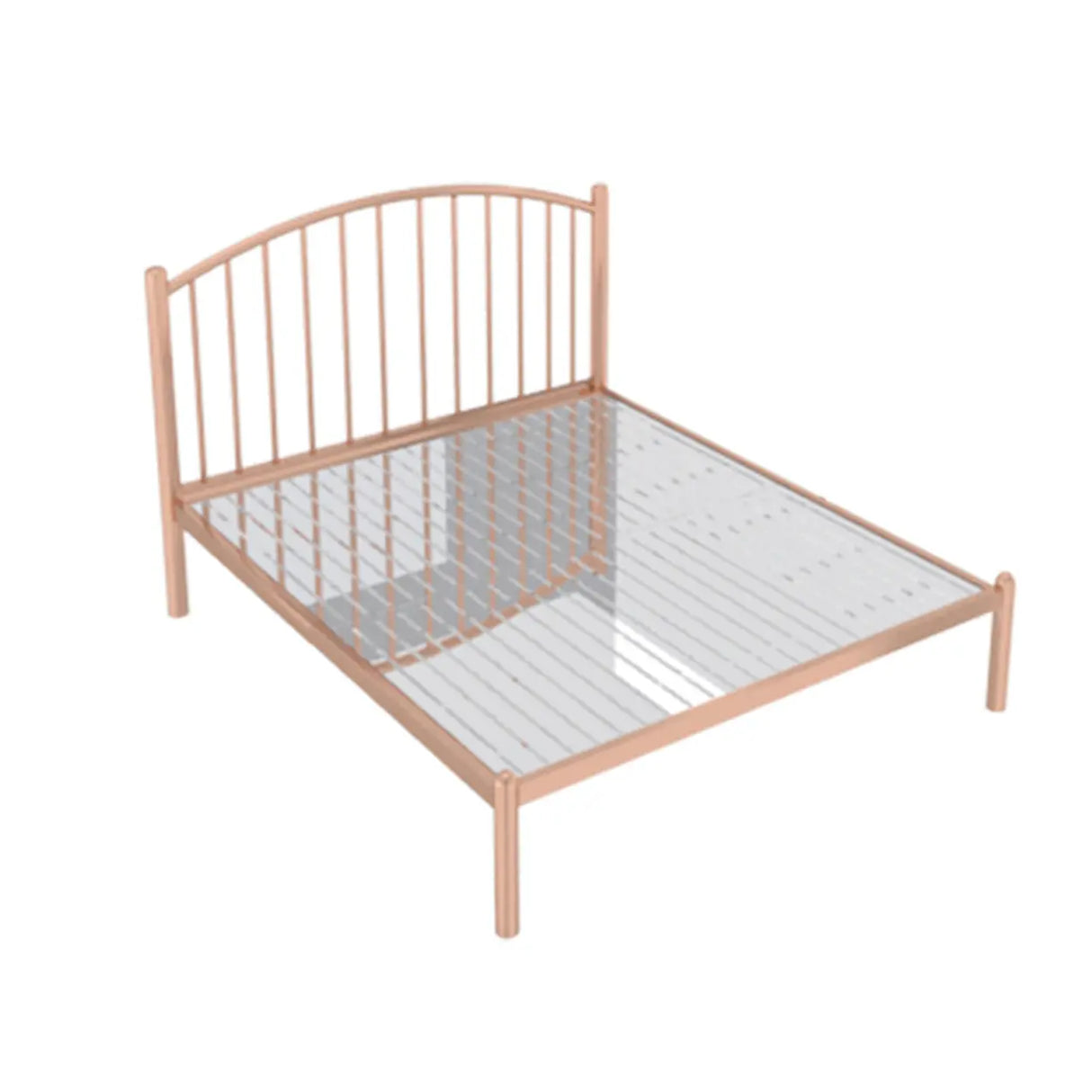 Gold Queen Arched Stainless Steel Headboard Panel Bed Image - 9