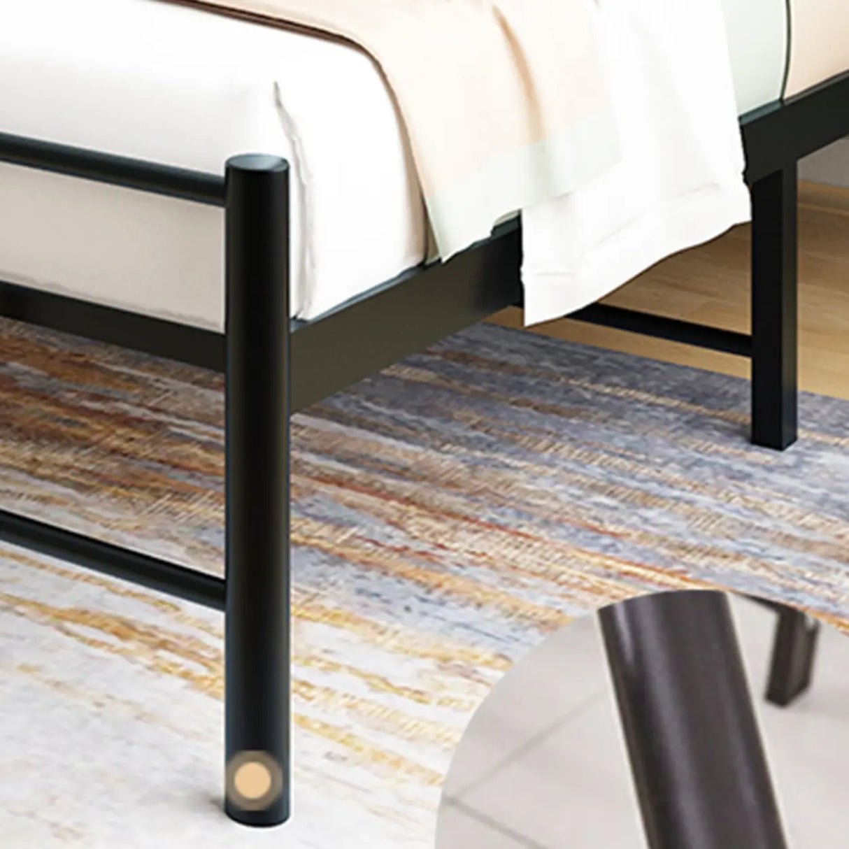 Gold Queen Rectangular Metal Bed with Panel Headboard Image - 10