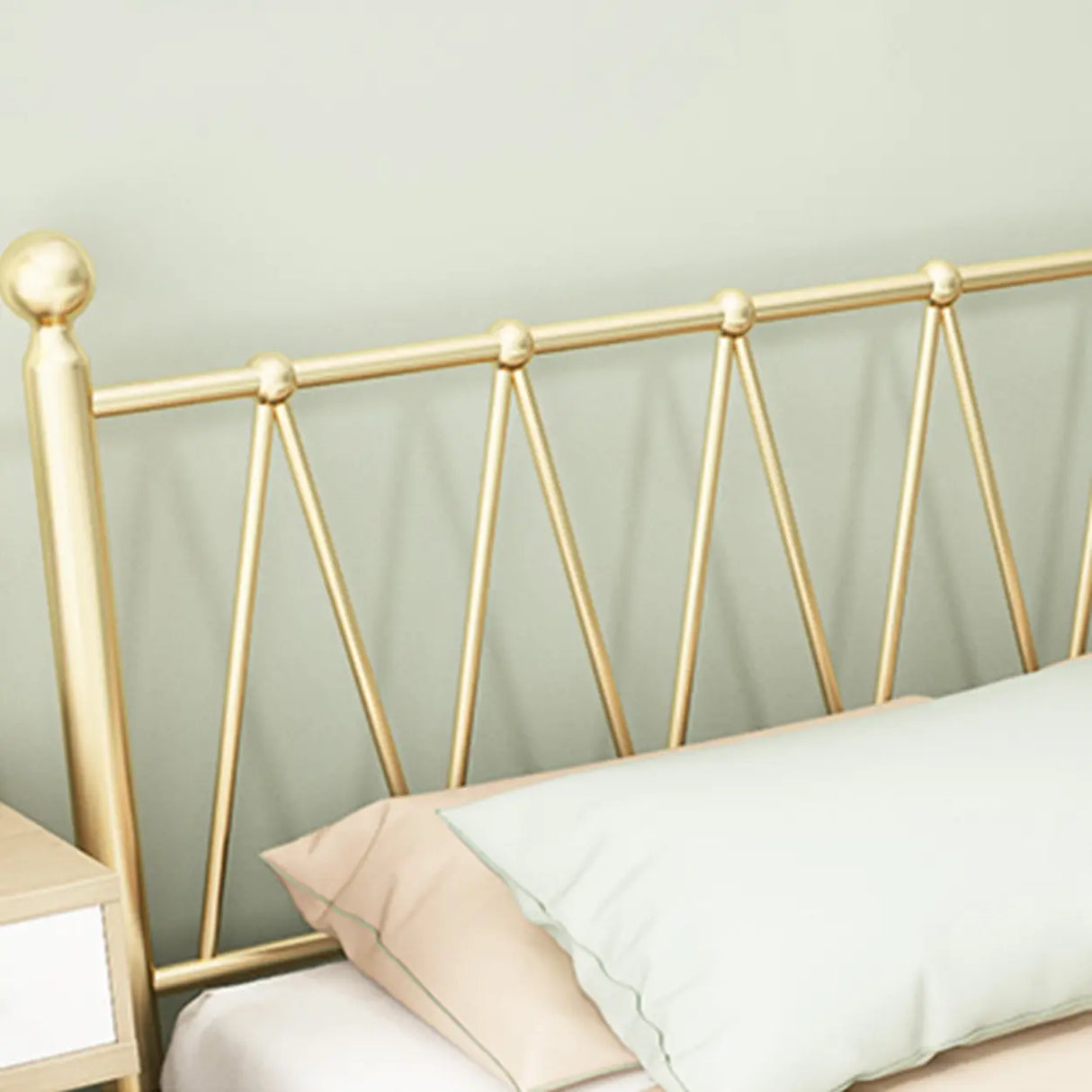 Gold Queen Rectangular Metal Bed with Panel Headboard Image - 12