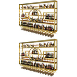 Gold Rectangle Metal Large Wall Mounted Bar Wine Rack Image - 9