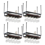 Gold Rectangle Metal Large Wine Rack with Glass Holder Image - 5