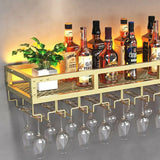 Gold Rectangle Metal Wall-Mount Stemware Holder Wine Rack Image - 11