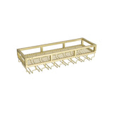 Gold Rectangle Metal Wall-Mount Stemware Holder Wine Rack Image - 39