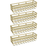 Gold Rectangle Metal Wall-Mount Stemware Holder Wine Rack Image - 44
