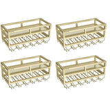 Gold Rectangle Metal Wall-Mount Stemware Holder Wine Rack Image - 65