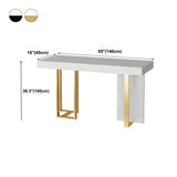 Gold Rectangle White Marble Top Iron Dining Bar Table Image - 18